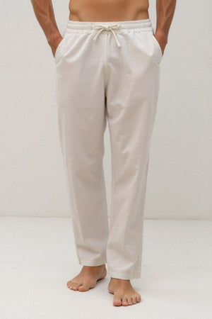 Leonardo | Heren-Loungebundhose in Wit met Kordelzug