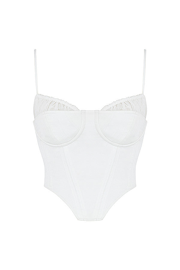 Eliza | Stijlvolle Witte Bustier-Top met Dunne Bandjes