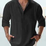 Roan™ Heren Linnen Shirt met Lange Mouwen