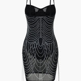 Celeste | Strass-verziend Mesh-Minikleed – Glitterende glamour voor onvergetelijke nachten