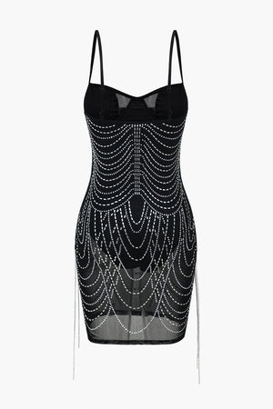 Celeste | Strass-verziend Mesh-Minikleed – Glitterende glamour voor onvergetelijke nachten