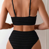 Swim Basics Dames Bikini Set, effen en textuur, perfect voor het strand in de zomer