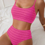 Swim Basics Dames Bikini Set, effen en textuur, perfect voor het strand in de zomer
