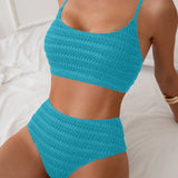 Swim Basics Dames Bikini Set, effen en textuur, perfect voor het strand in de zomer
