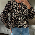 Leopardprint Damesblouse met Strikdetail – Vrouwelijk, Opvallend & Trendbewust