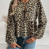 Leopardprint Damesblouse met Strikdetail – Vrouwelijk, Opvallend & Trendbewust