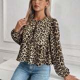 Leopardprint Damesblouse met Strikdetail – Vrouwelijk, Opvallend & Trendbewust