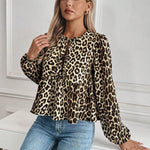 Leopardprint Damesblouse met Strikdetail – Vrouwelijk, Opvallend & Trendbewust