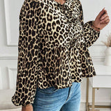 Leopardprint Damesblouse met Strikdetail – Vrouwelijk, Opvallend & Trendbewust