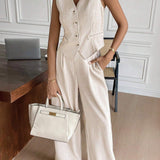 Twee-delig Set met Vest & Wijde Broek – Modern, Luchtig & Slim
