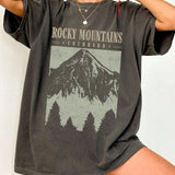 Oversized T-Shirt "Rocky Mountains" in Vintage-Zwart – Urban Streetstyle met Retro-Vibe