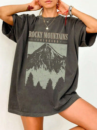 Oversized T-Shirt "Rocky Mountains" in Vintage-Zwart – Urban Streetstyle met Retro-Vibe