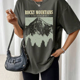 Oversized T-Shirt "Rocky Mountains" in Vintage-Zwart – Urban Streetstyle met Retro-Vibe