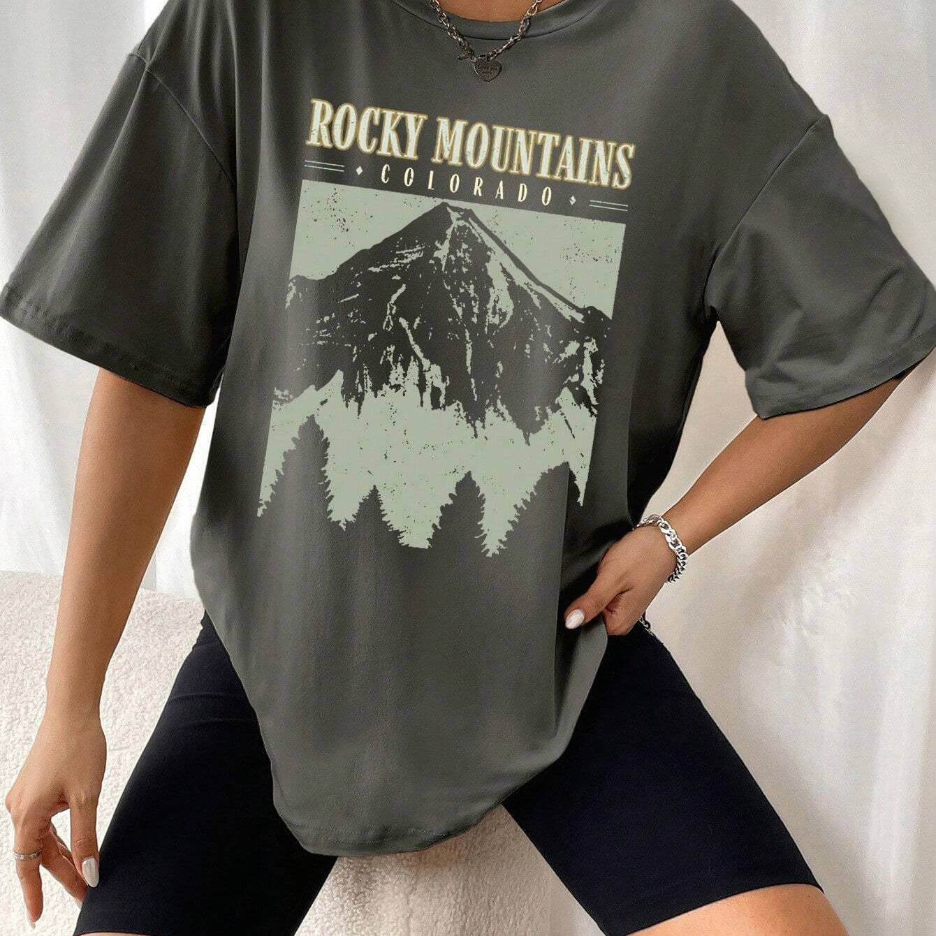 Oversized T-Shirt "Rocky Mountains" in Vintage-Zwart – Urban Streetstyle met Retro-Vibe
