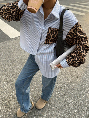 Gestreepte Damesblouse met Leeuwdetails – Opvallend, Casual & Streetstyle-klaar