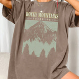 Oversized T-Shirt "Rocky Mountains" in Vintage-Zwart – Urban Streetstyle met Retro-Vibe