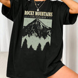 Oversized T-Shirt "Rocky Mountains" in Vintage-Zwart – Urban Streetstyle met Retro-Vibe