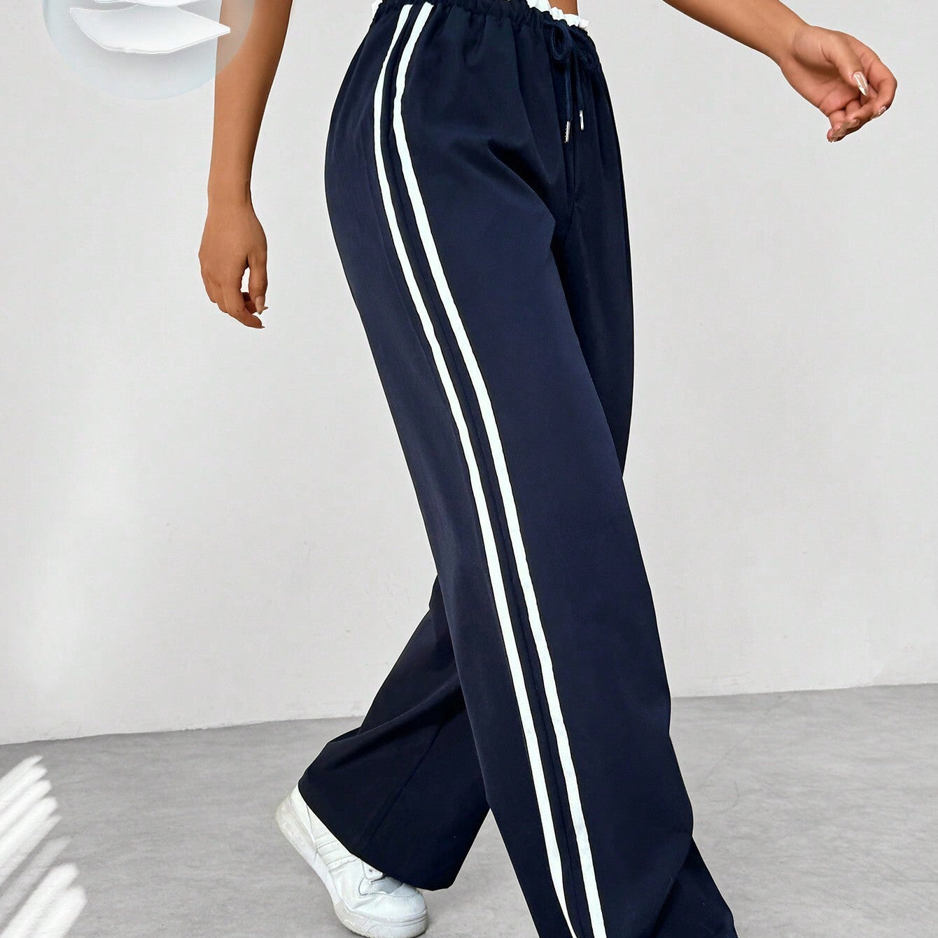 Trend Sportieve Wide-Leg Broek – Comfortabele Streetwear Broek met Strepen