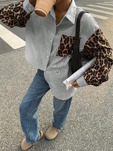 Gestreepte Damesblouse met Leeuwdetails – Opvallend, Casual & Streetstyle-klaar