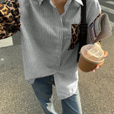 Gestreepte Damesblouse met Leeuwdetails – Opvallend, Casual & Streetstyle-klaar