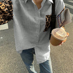 Gestreepte Damesblouse met Leeuwdetails – Opvallend, Casual & Streetstyle-klaar