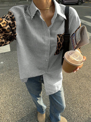 Gestreepte Damesblouse met Leeuwdetails – Opvallend, Casual & Streetstyle-klaar