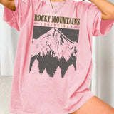 Oversized T-Shirt "Rocky Mountains" in Vintage-Zwart – Urban Streetstyle met Retro-Vibe