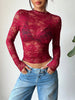Geknipte kanten blouse met lange mouwen – Sexy, Transparant & Vrouwelijk