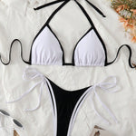 Sexy Triangle-Bikini in Marineblauw met Contrastzoom – Minimalistische 2-delige Set om te Touwen