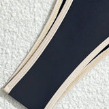 Sexy Triangle-Bikini in Marineblauw met Contrastzoom – Minimalistische 2-delige Set om te Touwen