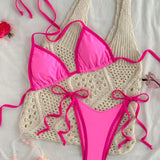 Sexy Triangle-Bikini in Marineblauw met Contrastzoom – Minimalistische 2-delige Set om te Touwen