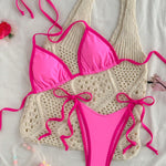 Sexy Triangle-Bikini in Marineblauw met Contrastzoom – Minimalistische 2-delige Set om te Touwen