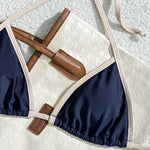 Sexy Triangle-Bikini in Marineblauw met Contrastzoom – Minimalistische 2-delige Set om te Touwen