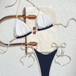 Sexy Triangle-Bikini in Marineblauw met Contrastzoom – Minimalistische 2-delige Set om te Touwen