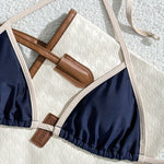 Sexy Triangle-Bikini in Marineblauw met Contrastzoom – Minimalistische 2-delige Set om te Touwen