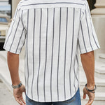 Samuel | Korte mouwen Henley zomerhemd met streepmotief