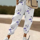 Dames Losvallende Broek met Print – Luchtige Wijde Zomerbroek met Elastische Taille