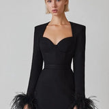 Sofia | Elegante Minidress met Veerdetails