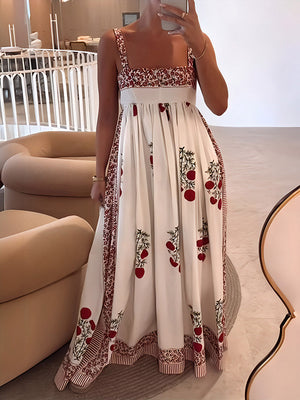 Maxi-jurk met schouderbanden in Boho-stijl & Empire-snede – Bloemig & Luchtig