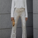 Noa | Sprankelende Flared Dames Broek | Glitter & Pailletten | Perfect voor Feestelijke Outfits