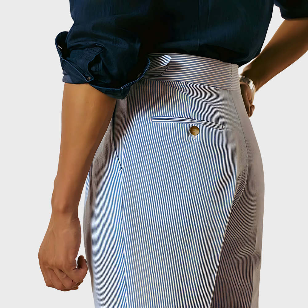 Yann | Taille hoge streepjesshorts met riem