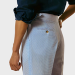 Yann | Taille hoge streepjesshorts met riem