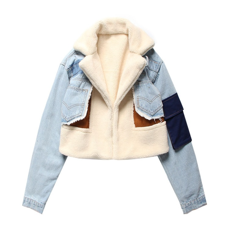 Denim™ Sherpa Jas | Kort Model | Unieke Combinatie van Materialen