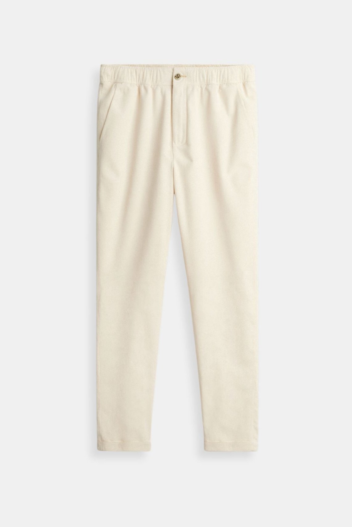 Killian | Beige herenbroek met elastische tailleband en knoopsluiting
