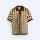 Retro Gebreide Poloshirt met Strepenpatroon