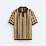 Retro Gebreide Poloshirt met Strepenpatroon