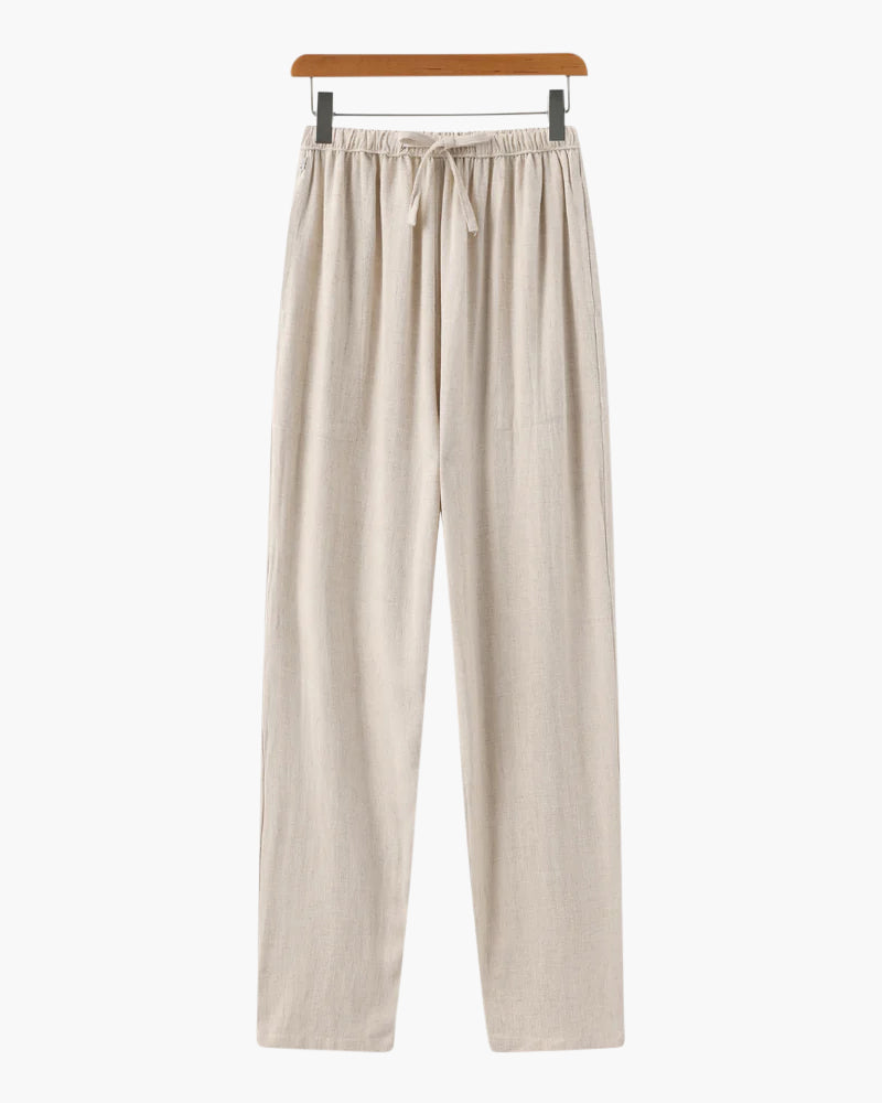 Adrian | Lichte Slim Fit Heren Zomer Linnenbroek met Koord