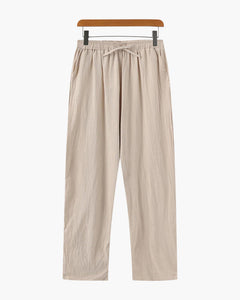 Nathan | Comfortabele heren zomer linnen broek met elastische tailleband