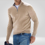 Heren Zip-up Trui – Halve Rits Pullover met Ribstructuur & Comfortabele Pasvorm