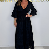 Boho Maxi-jurk met Ruches en Borduursel